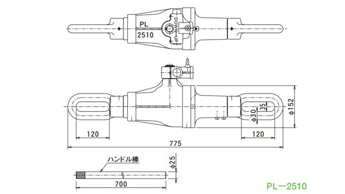 PL型機(jī)械牽引用千斤頂結(jié)構(gòu)尺寸圖片