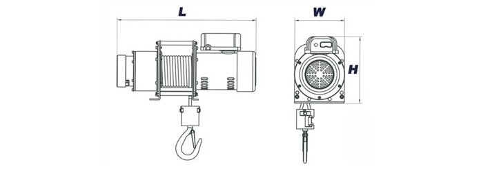 DU-202小型卷揚機結構尺寸圖片