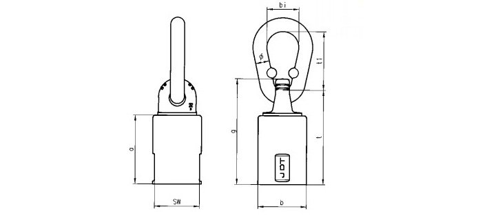 TP-F型旋轉(zhuǎn)吊環(huán)結(jié)構(gòu)尺寸圖片