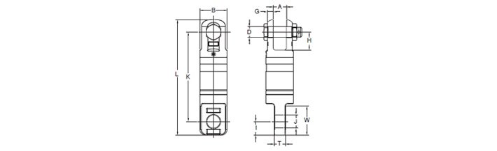 YOKE重力旋轉環—鉗口+眼型接口結構尺寸圖片