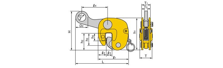 世霸H鋼吊夾具結構尺寸圖片