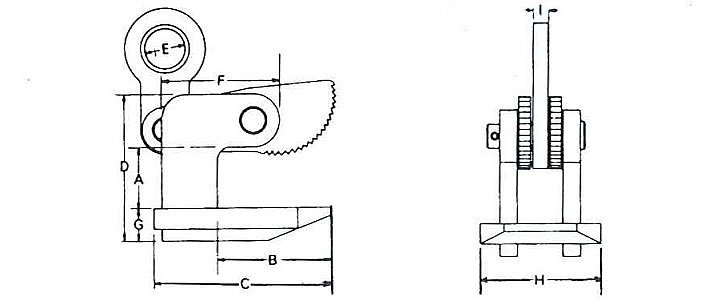 HOW型鷹牌水平橫吊具結構尺寸圖片