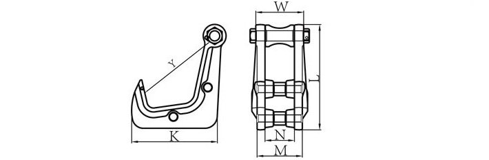 HHC型橫吊鋼板吊具結構尺寸圖