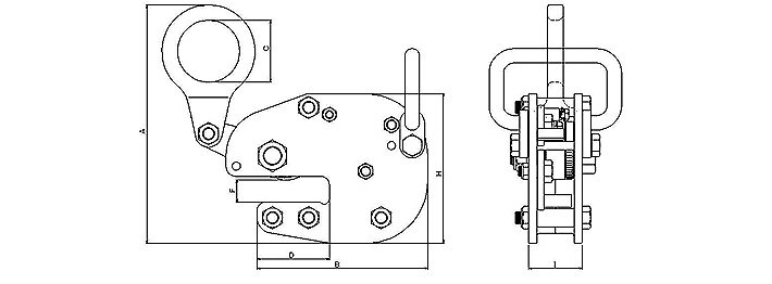 FL-H型三木無傷鋼板鉗結構尺寸圖片