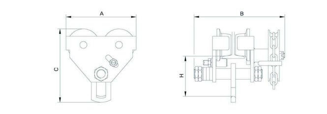 KD手拉單軌行車尺寸圖