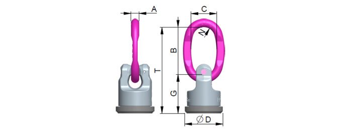 WPP-B焊接型旋轉吊環尺寸圖