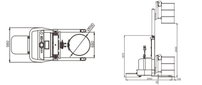 LYL600全電動(dòng)油桶搬運(yùn)車(chē)尺寸圖