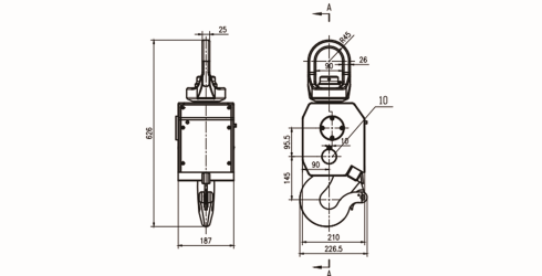 龍升IL-U智能起重吊鉤尺寸圖